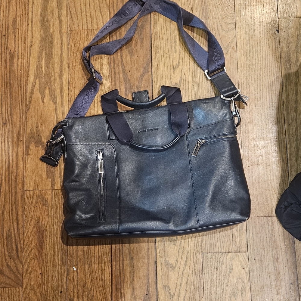 Navy Leather Men's Bag - Picture 2 of 6